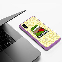 Чехол iPhone XS Max матовый Ahegao Pepe, цвет: 3D-фиолетовый — фото 2