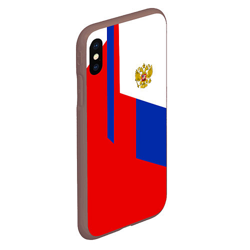 Чехол iPhone XS Max матовый Russia: Geometry Tricolor / 3D-Коричневый – фото 2