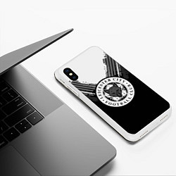 Чехол iPhone XS Max матовый FC Leicester City: Black Style, цвет: 3D-белый — фото 2