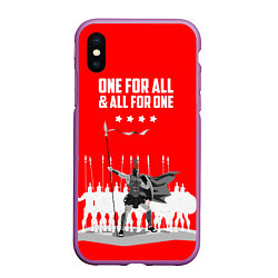 Чехол iPhone XS Max матовый One for all & all for one, цвет: 3D-фиолетовый