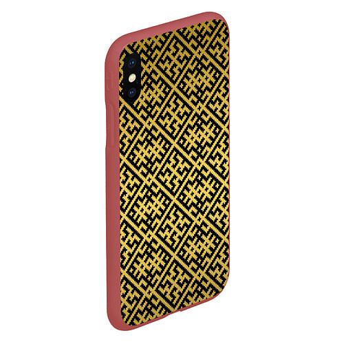 Чехол iPhone XS Max матовый Духобор: Обережная вышивка / 3D-Красный – фото 2