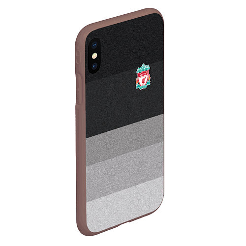 Чехол iPhone XS Max матовый ФК Ливерпуль: Серый стиль / 3D-Коричневый – фото 2