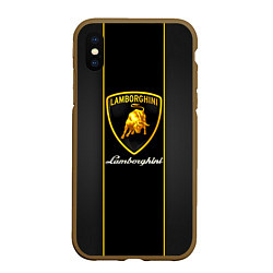 Чехол iPhone XS Max матовый Lamborghini Luxury, цвет: 3D-коричневый