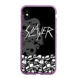 Чехол iPhone XS Max матовый Slayer: Dark Skulls, цвет: 3D-фиолетовый
