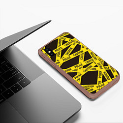 Чехол iPhone XS Max матовый Police Caution, цвет: 3D-коричневый — фото 2