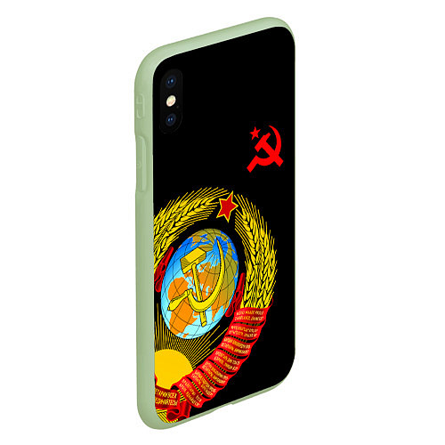Чехол iPhone XS Max матовый Герб СССР / 3D-Салатовый – фото 2