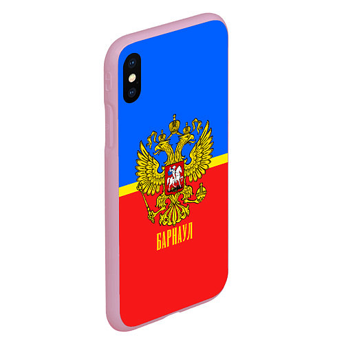 Чехол iPhone XS Max матовый Барнаул: Россия / 3D-Розовый – фото 2