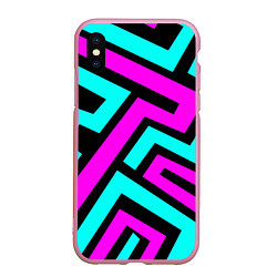 Чехол iPhone XS Max матовый Maze: Violet & Turquoise, цвет: 3D-розовый