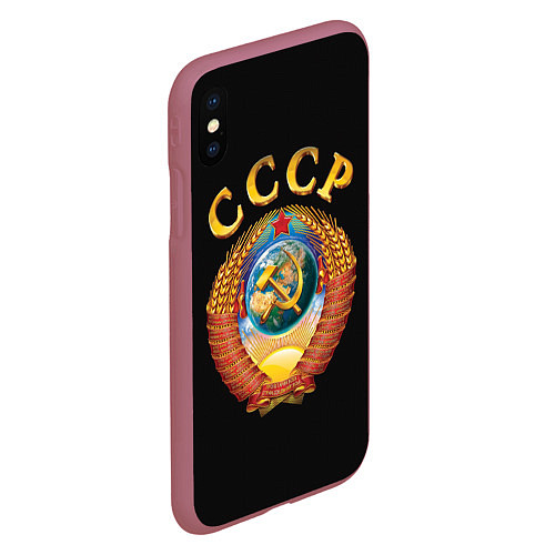 Чехол iPhone XS Max матовый Советский Союз / 3D-Малиновый – фото 2