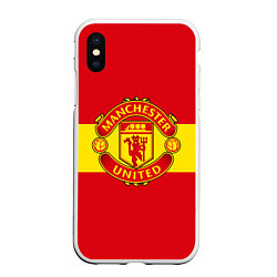 Чехол iPhone XS Max матовый FC Man United: Red Style, цвет: 3D-белый