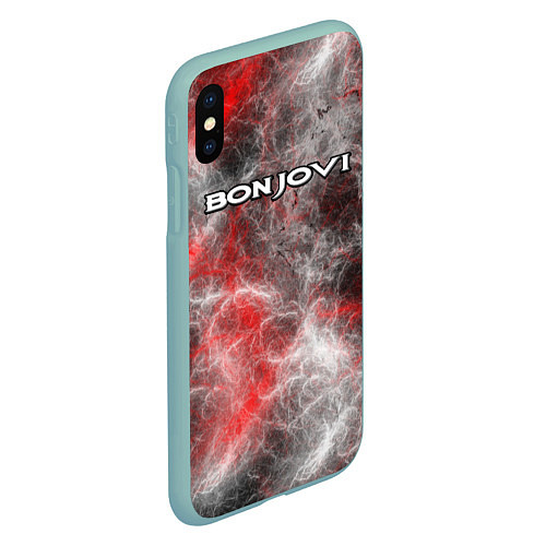 Чехол iPhone XS Max матовый Bon Jovi / 3D-Мятный – фото 2