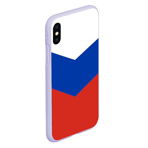 Чехол iPhone XS Max матовый Российский триколор / 3D-Светло-сиреневый – фото 2