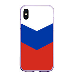 Чехол iPhone XS Max матовый Российский триколор