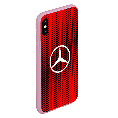 Чехол iPhone XS Max матовый Mercedes: Red Carbon / 3D-Розовый – фото 2