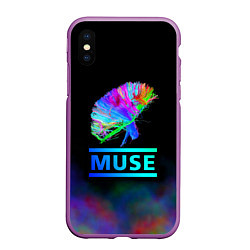 Чехол iPhone XS Max матовый Muse: Neon Flower, цвет: 3D-фиолетовый