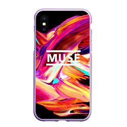 Чехол iPhone XS Max матовый MUSE: Neon Colours, цвет: 3D-светло-сиреневый