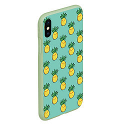 Чехол iPhone XS Max матовый Веселые ананасы, цвет: 3D-салатовый — фото 2