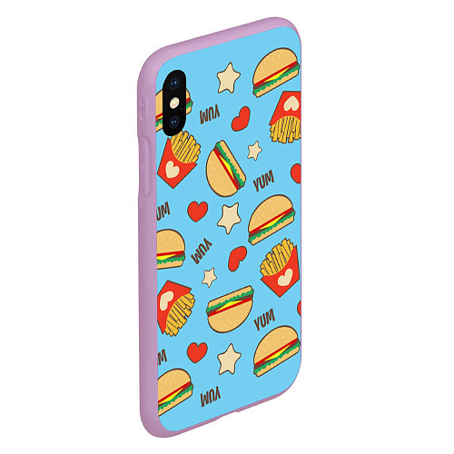 Чехол iPhone XS Max матовый Yum Fast Food / 3D-Сиреневый – фото 2