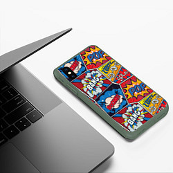 Чехол iPhone XS Max матовый Pop art pattern, цвет: 3D-темно-зеленый — фото 2