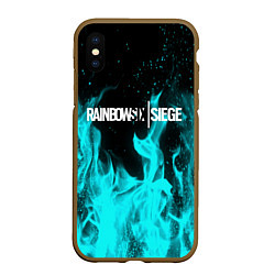 Чехол iPhone XS Max матовый R6S: Turquoise Flame, цвет: 3D-коричневый