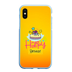 Чехол iPhone XS Max матовый Happy Birthday, цвет: 3D-голубой