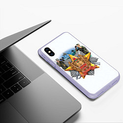Чехол iPhone XS Max матовый 100 лет пограничным войскам, цвет: 3D-светло-сиреневый — фото 2