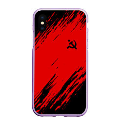 Чехол iPhone XS Max матовый USSR: Red Patriot, цвет: 3D-сиреневый