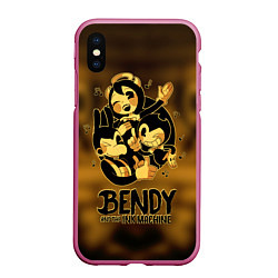 Чехол iPhone XS Max матовый Bendy and the ink machine, цвет: 3D-малиновый