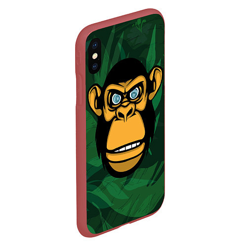 Чехол iPhone XS Max матовый Тропическая горилла / 3D-Красный – фото 2