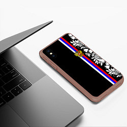 Чехол iPhone XS Max матовый Россия: цветочная коллекция, цвет: 3D-коричневый — фото 2