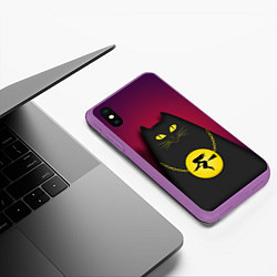 Чехол iPhone XS Max матовый Кот Бегемот, цвет: 3D-фиолетовый — фото 2