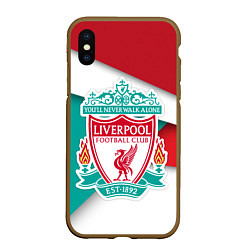 Чехол iPhone XS Max матовый FC Liverpool, цвет: 3D-коричневый