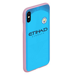 Чехол iPhone XS Max матовый FC Man City: Home 18-19, цвет: 3D-розовый — фото 2