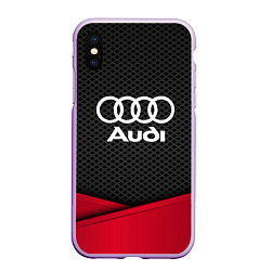 Чехол iPhone XS Max матовый Audi: Grey Carbon, цвет: 3D-сиреневый