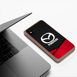 Чехол iPhone XS Max матовый Mazda: Grey Carbon, цвет: 3D-коричневый — фото 2