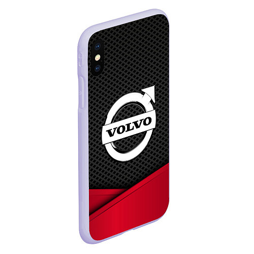 Чехол iPhone XS Max матовый Volvo: Grey Carbon / 3D-Светло-сиреневый – фото 2