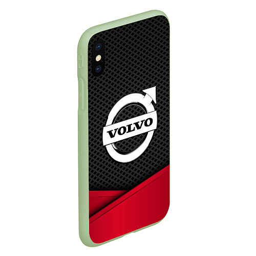 Чехол iPhone XS Max матовый Volvo: Grey Carbon / 3D-Салатовый – фото 2