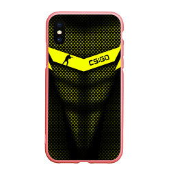 Чехол iPhone XS Max матовый CS:GO Yellow Carbon, цвет: 3D-баблгам