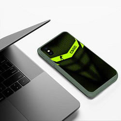 Чехол iPhone XS Max матовый CS:GO Carbon Form, цвет: 3D-темно-зеленый — фото 2