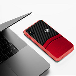Чехол iPhone XS Max матовый Volkswagen: Red Carbon, цвет: 3D-красный — фото 2