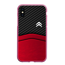 Чехол iPhone XS Max матовый Citroen: Red Carbon, цвет: 3D-малиновый