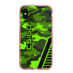 Чехол iPhone XS Max матовый CS:GO Light Green Camo, цвет: 3D-розовый