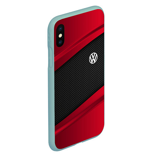 Чехол iPhone XS Max матовый Volkswagen: Red Sport / 3D-Мятный – фото 2