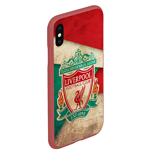 Чехол iPhone XS Max матовый FC Liverpool: Old Style / 3D-Красный – фото 2