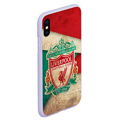 Чехол iPhone XS Max матовый FC Liverpool: Old Style, цвет: 3D-светло-сиреневый — фото 2