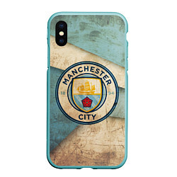 Чехол iPhone XS Max матовый FC Man City: Old Style, цвет: 3D-мятный