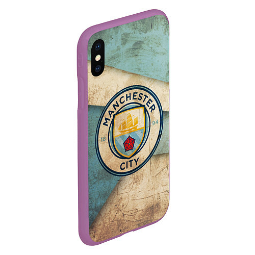 Чехол iPhone XS Max матовый FC Man City: Old Style / 3D-Фиолетовый – фото 2