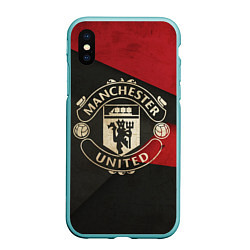 Чехол iPhone XS Max матовый FC Man United: Old Style, цвет: 3D-мятный