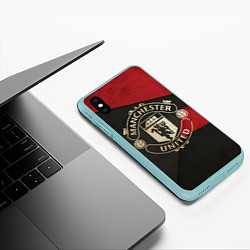 Чехол iPhone XS Max матовый FC Man United: Old Style, цвет: 3D-мятный — фото 2