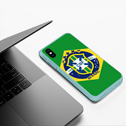 Чехол iPhone XS Max матовый CBF Brazil, цвет: 3D-мятный — фото 2